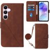 Peňaženkové kožené puzdro Crossbody 3D Embossed na Galaxy A55 5G - Hnedá