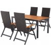 Livarno home Hliníkový záhradný stôl Valencia, 150 x 90 cm, hnedý/čierny + Skladacie kreslo Valencia, 4 kusy (800012171)