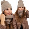 Fashionweek Dámska Súprava teplý pohodlný dámsky set dámska čiapka a šál cashmere touch S2204 Farba: CAPPUCCINO, Veľkosť: Universal