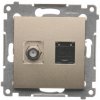 Kontakt Simon Zásuvka 1xRJ45 cat.6e + 1xTV F konektor Simon54 PREMIUM/NATURE zlatá DASFRJ45.01/44
