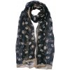 Clayre & Eef Čierna dámska šatka s tulipánmi - 50*160 cm - Clayre & Eef