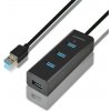 AXAGON HUE-S2BL, 4x USB 3.0 CHARGING húb, micro USB napr. konektor, kábel USB-A 1.2m