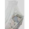 4 dielna sada s baldachýnom (mantinel 180 cm, obliečky 120x90 cm) biela so sivou - Safari (vhodné do postieľky rozmerov 120x60 cm)