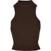 Ladies Short Rib Knit Turtleneck Top - brown XXL