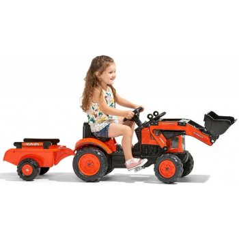 FALK Šliapací traktor 2065AM Kubota s nakladačom a vlečkou