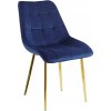 Zamatová jedálenská stolička BEATRIX LUX - tmavomodrá so zlatými nohami
