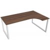 Pracovný stôl UNI O, ergo, ľavý, 180x75,5x120 cm, orech/biela