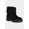 Semišové topánky Tommy Hilfiger FAUX FUR SUEDE ROLL-DOWN BOOT čierna farba, na plochom podpätku, zateplené, FW0FW08158 EUR 40