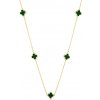 Lillian Vassago Zlatý náhrdelník s malachitmi, štvorlístky LLV31-GN038