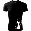 Zamilovaná mačka spredu - Pánske tričko Fantasy športové - S ( Čierna )
