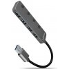 AXAGON HUE-MSA, 4x USB 3.2 Gen 1 SWITCH hub, kovový, micro USB nap. konektor, kabel USB-A 20cm Axagon