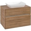 VILLEROY & BOCH Collaro závesná skrinka pod umývadlo na dosku (umývadlo v strede), 2 zásuvky, s LED osvetlením, 800 x 500 x 548 mm, Oak Kansas, C108B0RH