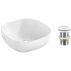 Comad Sada keramického umyvadla na dosku a výpusti Smile 40 cm biela