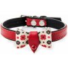 JK ANIMALS kožený obojok s mašľou, červený , 1,4×40 cm