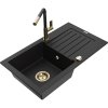 Mexen Pablo, 1-komorový granitový drez 752x436x161 mm a drezová batéria Flora, čierna, 6510-77-670401-57-G