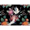 Fototapeta - FT6783 - Japonský žeriav a kvety - tmavá Vliesová fototap. - 368cm x 280cm