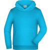 James & Nicholson Mikina s kapucí JN 796K, dětská COT02796K44004-turquoise XL Tyrkysová