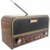 Sieťovo-batériové rádio AM, FM, SW Brown Wood