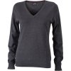 James & Nicholson Svetr JN 658 s výstřihem do V dámský COT-02065802100 Melír antracit
