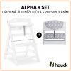 Hauck Alpha+ set 2v1 drevená stolička, white + polstrovanie Teddy grey