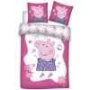 Javoli detská posteľná bielizeň / obliečky 100 x 135 / 40 x 60 cm bavlna - Prasiatko Peppa - kvety