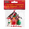 Vianočná magnetická dekorácia - 2 v 1 - medovníkový domček so snehuliakom - 85 x 75 mm