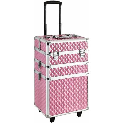 APT Trojdielny kozmetický kufrík na kolieskach ružová CA19C