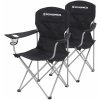 Skladacia kempingová stolička, 2-dielna súprava s držiakom na pohár, čierna