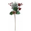 Vetvička MagicHome Vianoce, so šípkami, červená, 38 cm