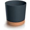 PROSPERPLAST Kvetináč TUBO PM 17,8cm antracit s miskou v barvě naturo