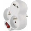 EMOS Rozbočovacia zásuvka 2×, vypínač., 1×USB-A+1×USB-C, biela P0073
