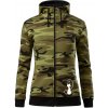 Zamilovaná mačka spredu - Mikina dámska trendy zipper s kapucňou - L ( Zelený maskáč )