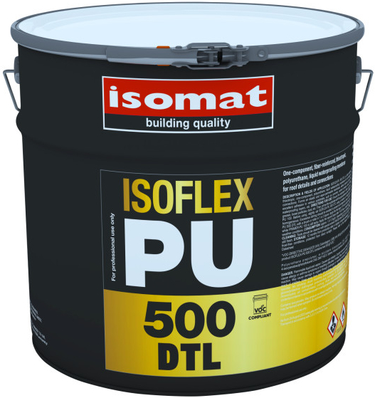 ISOMAT ISOFLEX-PU 500 DTL - Vláknami zosilnená, polyuretánová hydroizolácia pre strešné detaily a spoje Farba: Biela, Hmotnosť: 5 kg