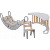 Sivá súprava 4 ks: hojdačka, doska, stolička, béžový matrac Montessori pre deti