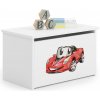 Truhlica na hračky Daria biela s potlačou Závodné auto