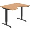 Pracovný stôl Motion Ergo, PO, 2S, 120x70,5-120,5x90 cm, buk/čierna