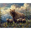 ZUTY Obrazy na stenu - MEDVEĎ S MLÁĎATAMI V KVETOCH A HORY Rámovanie: bez rámu a bez vypnutia plátna, Rozmer: 80x100 cm