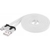 Oem Kabel micro USB 2.0, A-B 2 m, plochý PVC kabel, bílý
