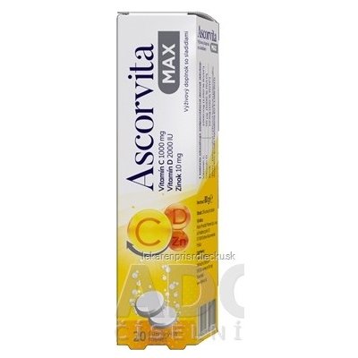 ASCORVITA MAX šumivé tablety vitamín C, D a zinok 1x20 ks