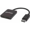 Manhattan Hub, MST hub, DisplayPort na duálny DisplayPort (M/F), 4K@30Hz, čierny