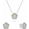 Brilio Silver Pôvabný set šperkov s opálmi a zirkónmi Kvety SET289WP (náhrdelník, náušnice)