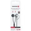 Magnetický kábel Swissten 2v1 pre Samsung Galaxy Watch a USB-C, USB-C (USB-A) 1,2 m čierny