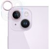 AppleKing tvrdené sklo s kovovými rámčekmi na ochranu šošoviek fotoaparátu pre iPhone 14 / 14 Plus - ružové - možnosť vrátiť tovar ZADARMO do 30tich dní