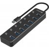 Sandberg USB-A HUB, 7x USB 3.0, černý