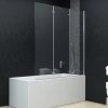 Trojdielny vaňový paraván VidaXL 130 x 138 cm, priehľadný