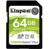 KINGSTON 64GB SDXC CANVAS Plus Class10 UHS-I 100MB/s Read Flash Card Gen3