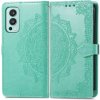 Peňaženkové puzdro Embossing Pattern Mandala Flower zelené – OnePlus Nord 2 5G