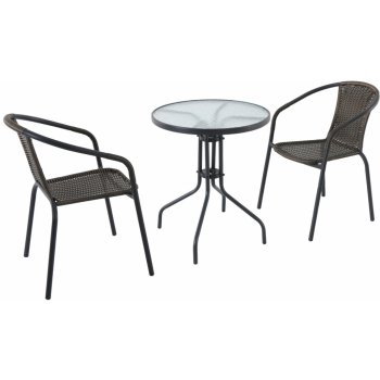 Creador Pikolo set Kovový kruhový stôl s dvoma stohovateľno stoličkami