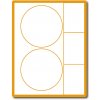 35 00157 - Print Etiketa A4, 2 x Kruh 140 mm + 3 x Obdélník 63 mm x 99 mm, 5 etiket na archu - Balení 1000 ks