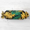 Biante Vankúš valec bonbon Sandra SA-603 Zeleno-zlaté tropické listy na čiernom 15x60 cm